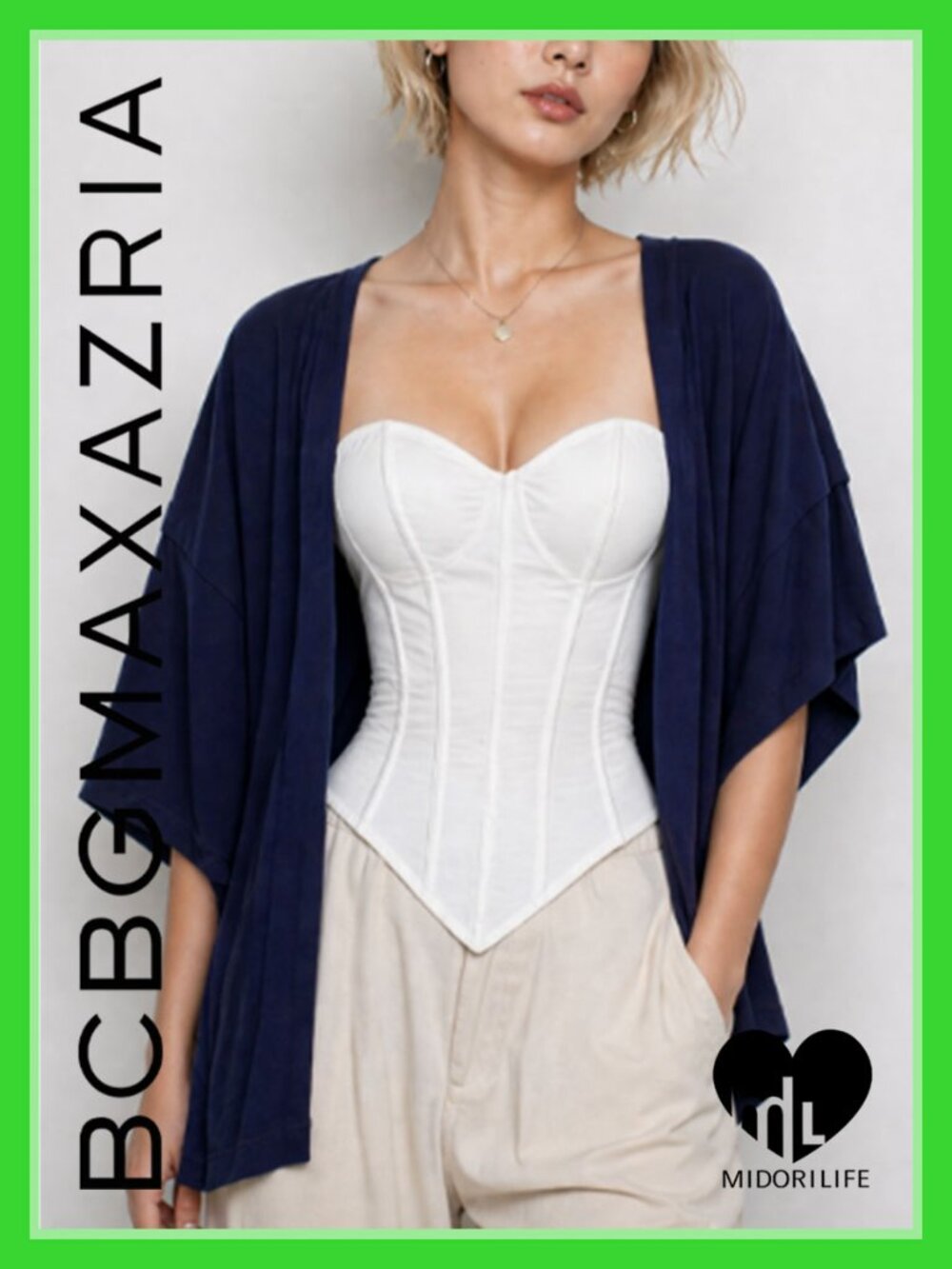 BGBGIRLS Short Sleeve Kimono Open Front Cardigan